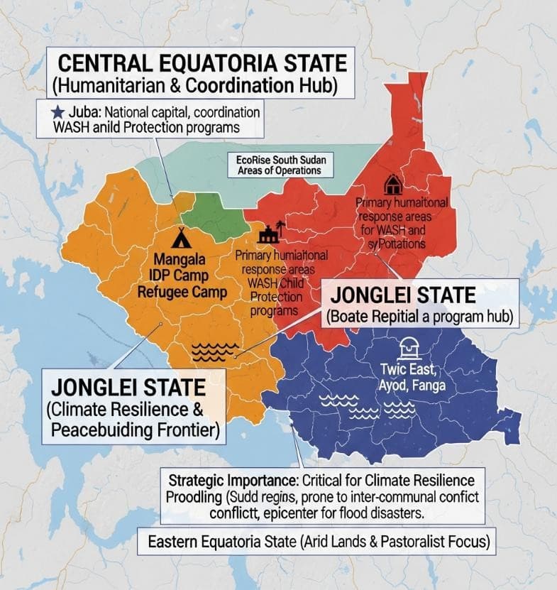 EcoRise South Sudan Areas of Operations Map